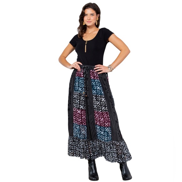 Young Threads Patchwork Embroidered Maxi Skirt XL - Picture 1 of 9
